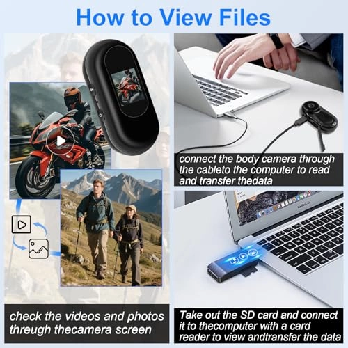 Yadayuki Mini Action Cam, 360° Portable Sports Camera with 0.85 Inch Display, HD 1080P Body Camera, Helmet Action Camera, Pet Camera, Motorcycle Sports Camera, Multifunctional Accessories