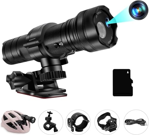 LXMIMI HD 1080P Mini DV Sports Camera, 120° Motorcycle Sports Camera, Helmet Action Camera, Bike Sport Video Camera, Outdoor Sport Camera with Flashlight Function, 32GB SD Card Included