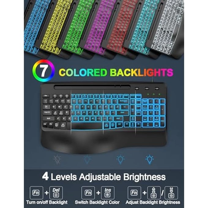 ERGONOMIC BACKLIT COMPUTER KEYBOARD - Wired