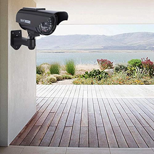 Dummy Security Camera - Solar Powered Red LED Black