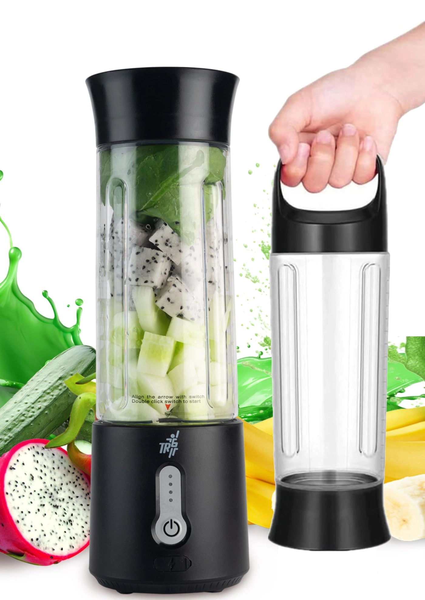 TR6 Blendmate Pro - Portable Blender USB-C 4000mAh Handle Lid (Grey)