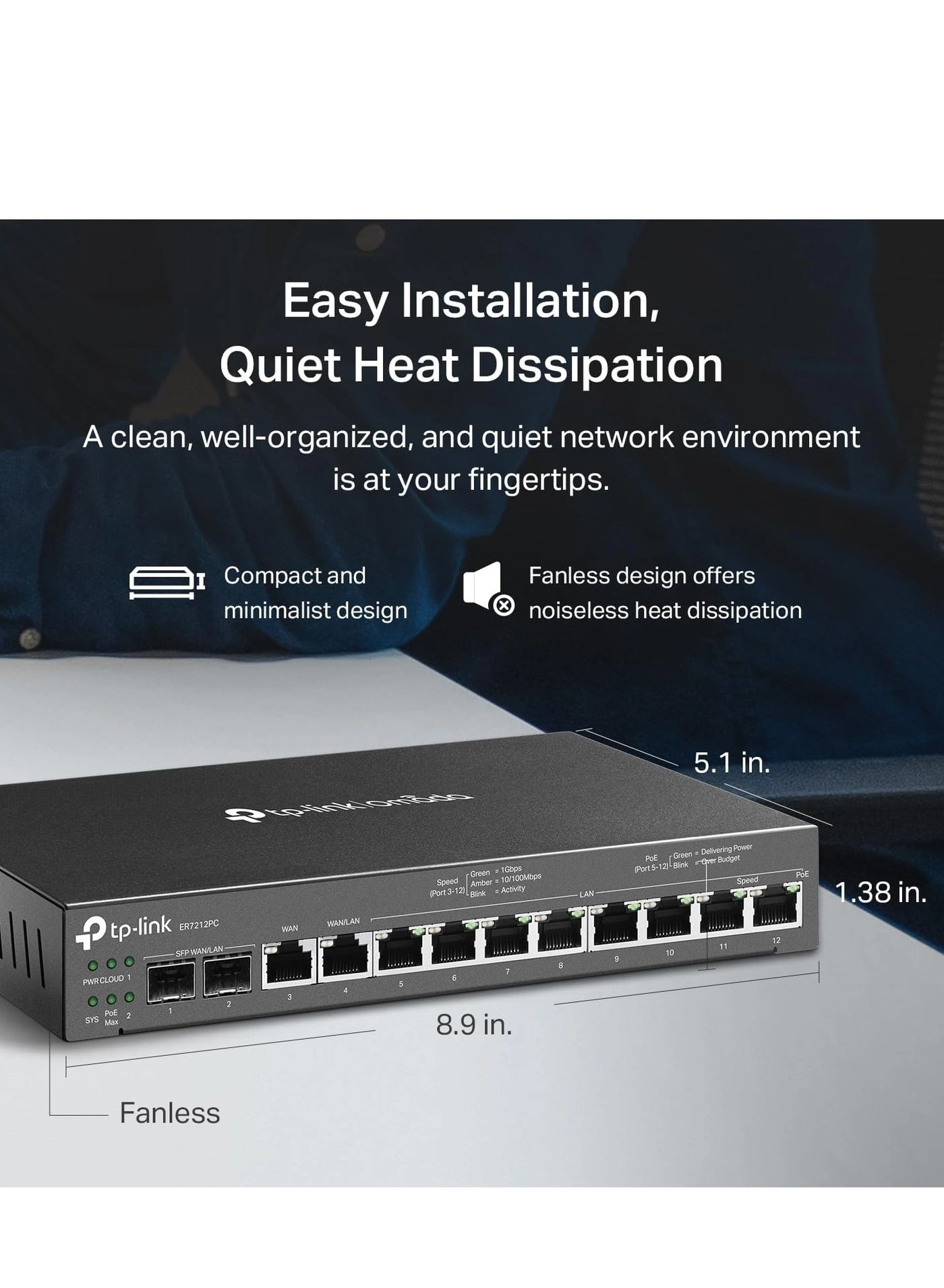 ER7212PC - 3-in-1 Gigabit Up to 4 WAN 8 PoE+ LAN Port 110W