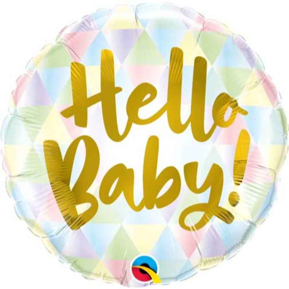 Qualatex Round Hello Baby Foil Balloon - 18 Inch Multicolor