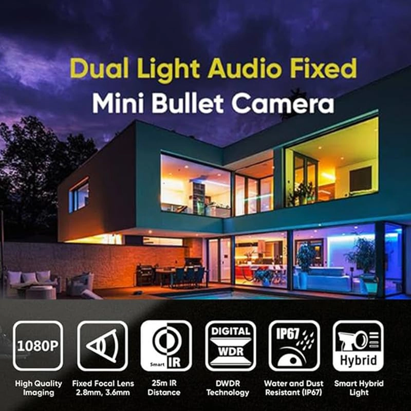 16 Channel DVR + 5MP ColorVu Dome Camera + 5MP ColorVu Bullet Camera + 4TB HDD + CCTV Coaxial Cable + 8 CH Power Supply + BNC & DC Connectors