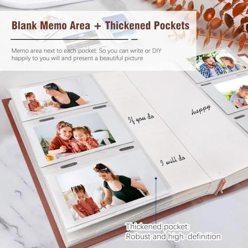 2x3" 180 Pockets Faux Leather Photo Album