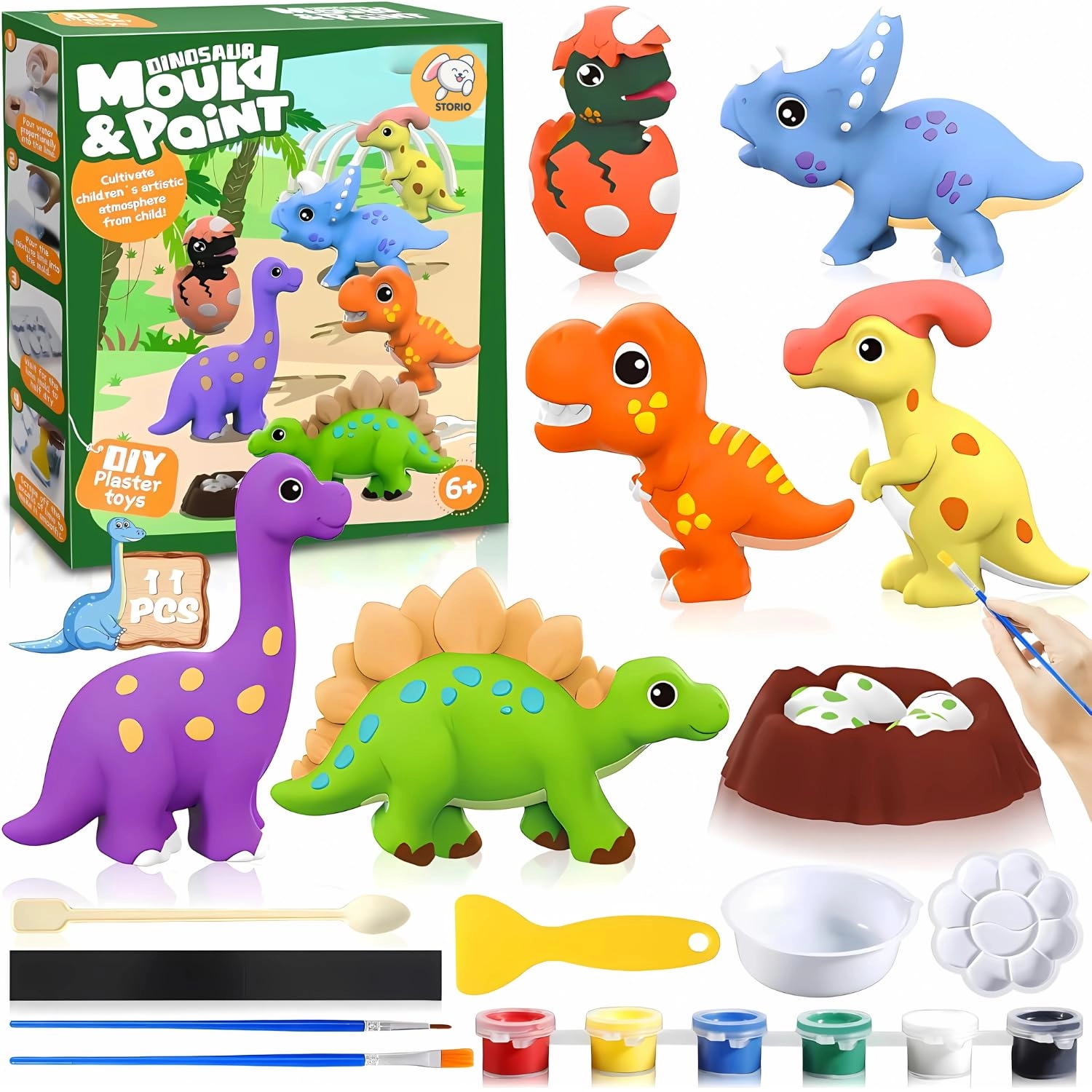 Storio, wecare@storio.in MouldPaint - Painting Kit Dino 15 pcs 3+ years