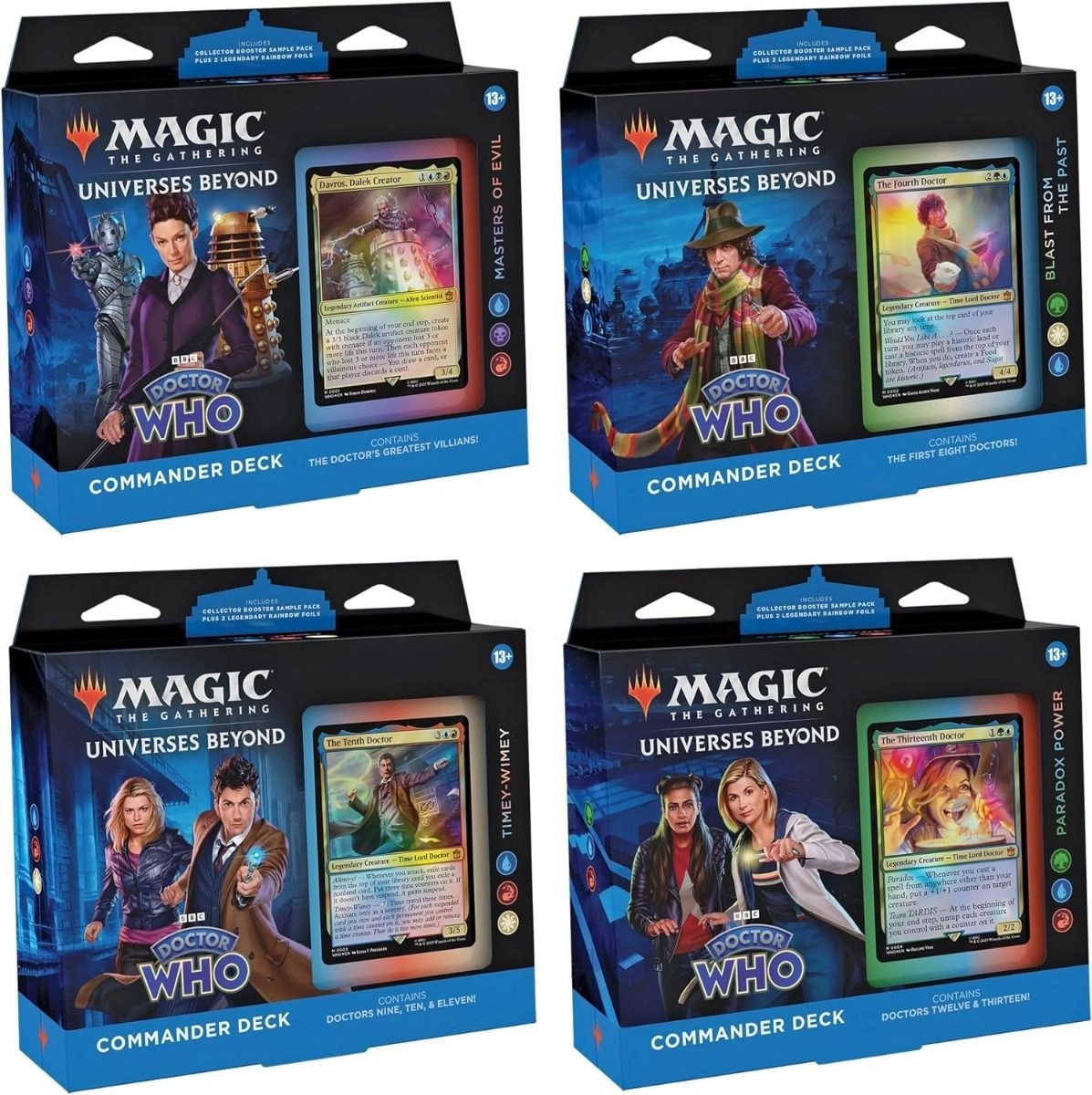 Doctor Who Commander Deck - 100-Card + Collector Booster Sample Pack - 2-Card + Accessories