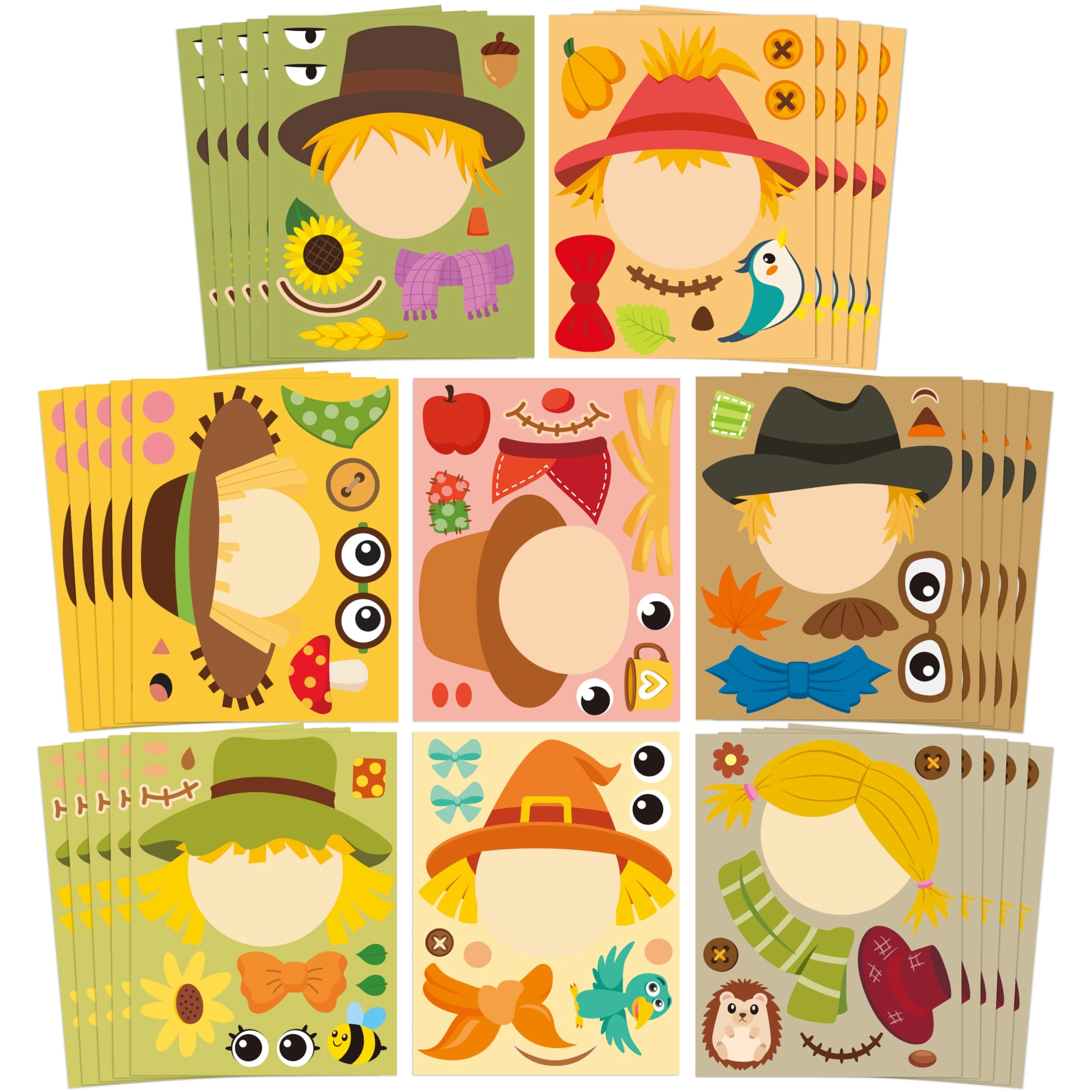 cy2side Fall Scarecrow Sticker Book Reusable 40 pcs
