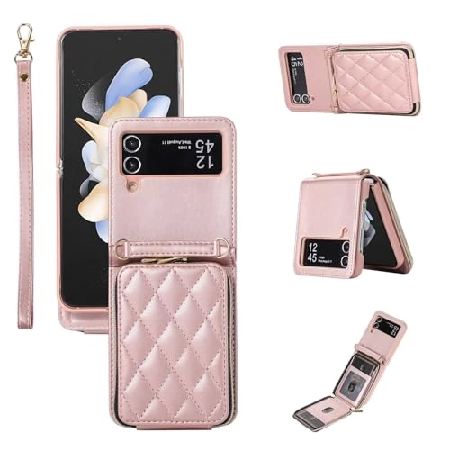 Miagon Case - Faux Leather Zipper Purse Wallet Phone Cover for Samsung Galaxy Z Flip4