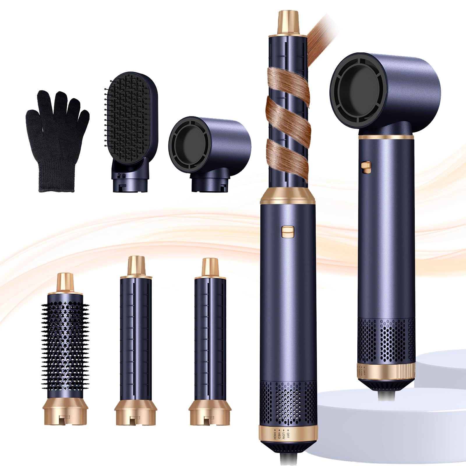 5 in 1 Blow Dryer Brush - Green Gold 800 watts