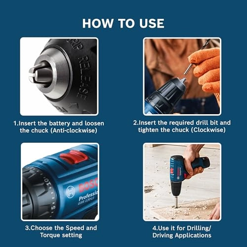 GSR 120 Li Professional - Cordless Drill Driver + GAL 1210 CV + GBA 12v 2.0Ah + Accessory Set + Carrying Case