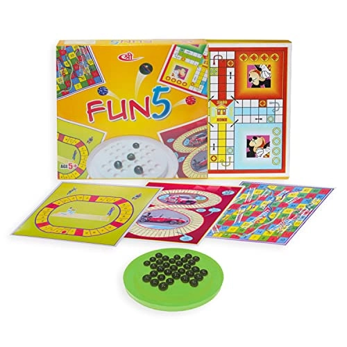 Five in One Fun - Brainvita Ludo Snake and Ladder Racing Cricket