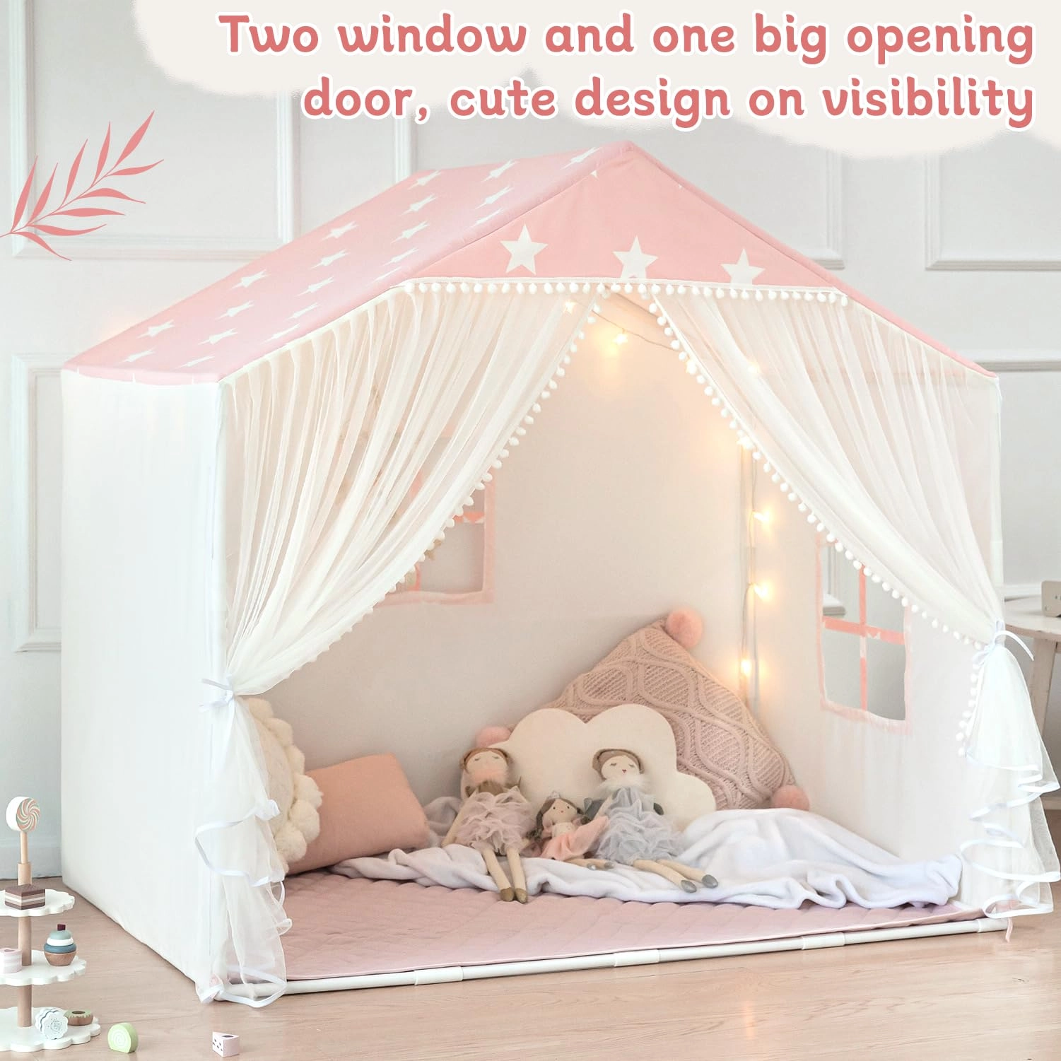 Kids Play Tent - 35.5 inches (W) x 57 inches (L) x 53 inches (H) Pink