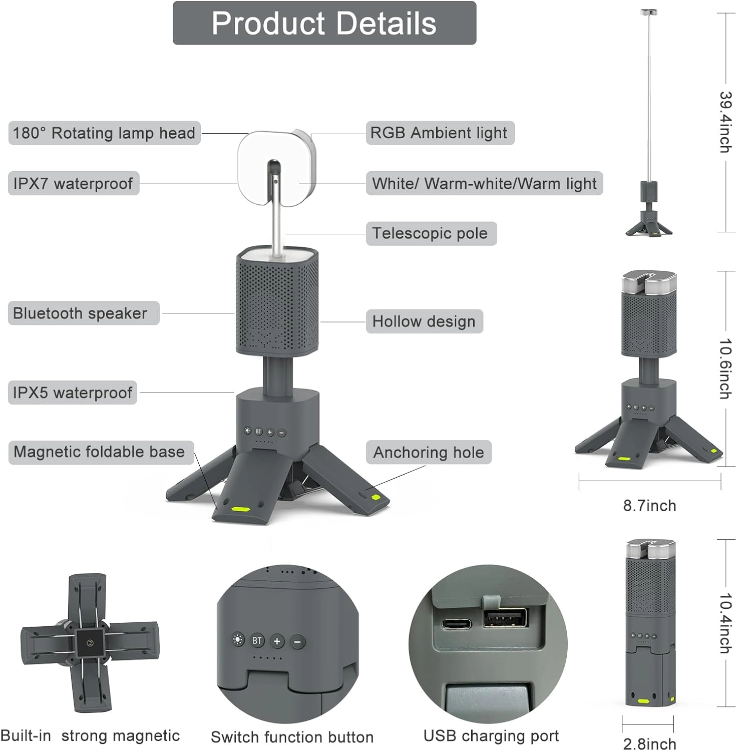Camping Lantern - 14,000mAh 800 lumens