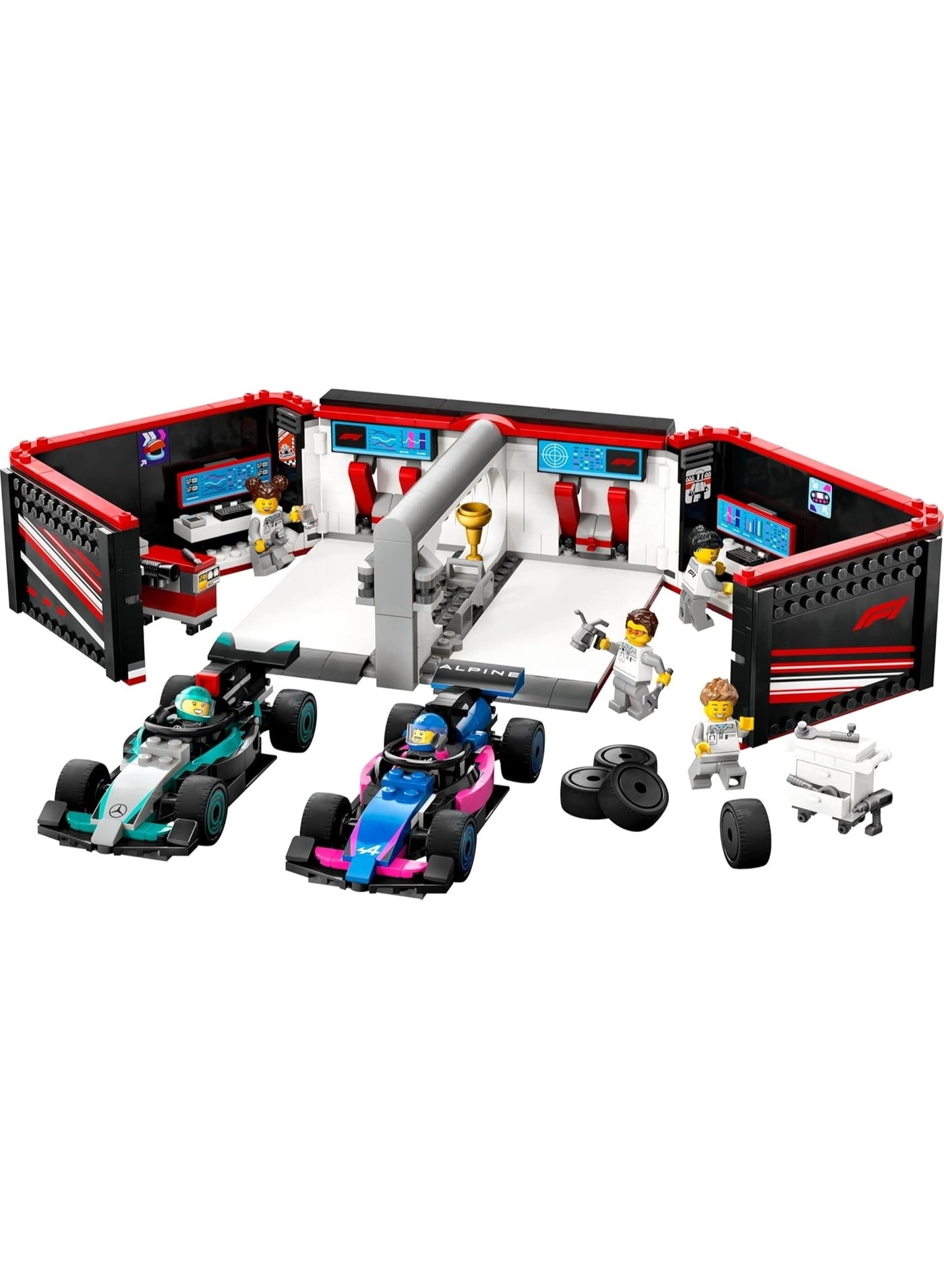 F1 Garage (60444) + Mercedes-AMG + Alpine Cars