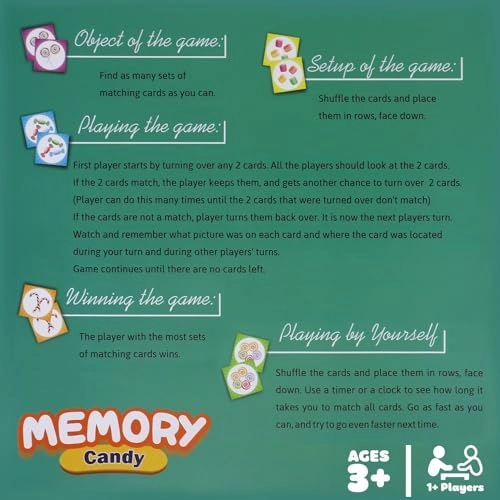Adorable Candy Memory Match Game - 3+ 48 pieces