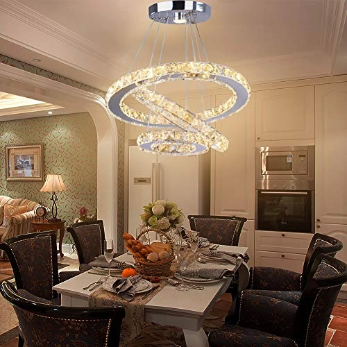 LED Crystal Chandeliers 3 Rings - Warm White (2500K-3500K) Non-Dimmable