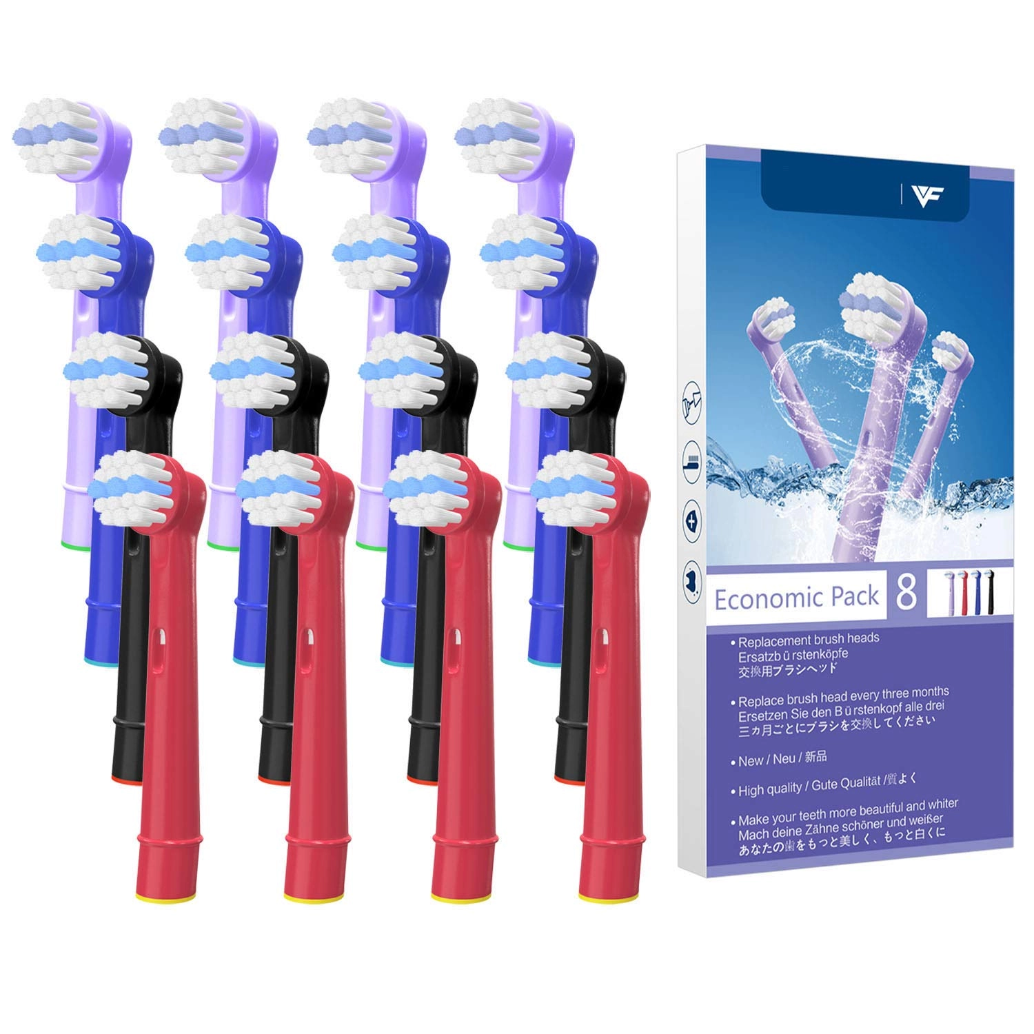 WuYan Replacement Toothbrush Heads - 16pcs Multicolor