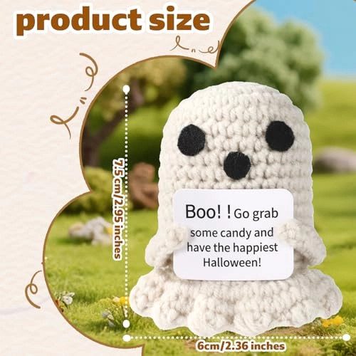 Positive Ghost Crochet - 7.5 x 6cm