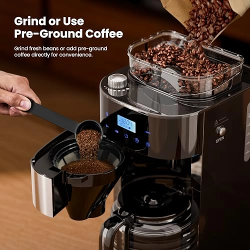 10-Cup Digital Drip - 1.5L Built-in Grinder 12-Hour Timer