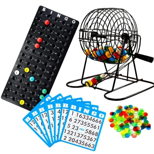 Bingo Deluxe Game Set - 8 Inch Wheel Cage 75 Balls 50 Cards