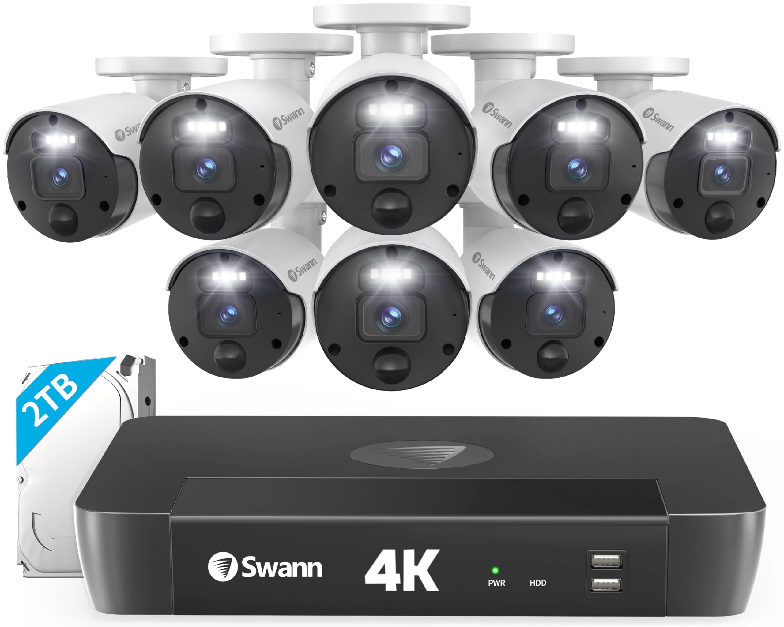 Swann NHD-875WLB - 8 Cam 5MP + NVR-8580 - 8 Channel 2TB