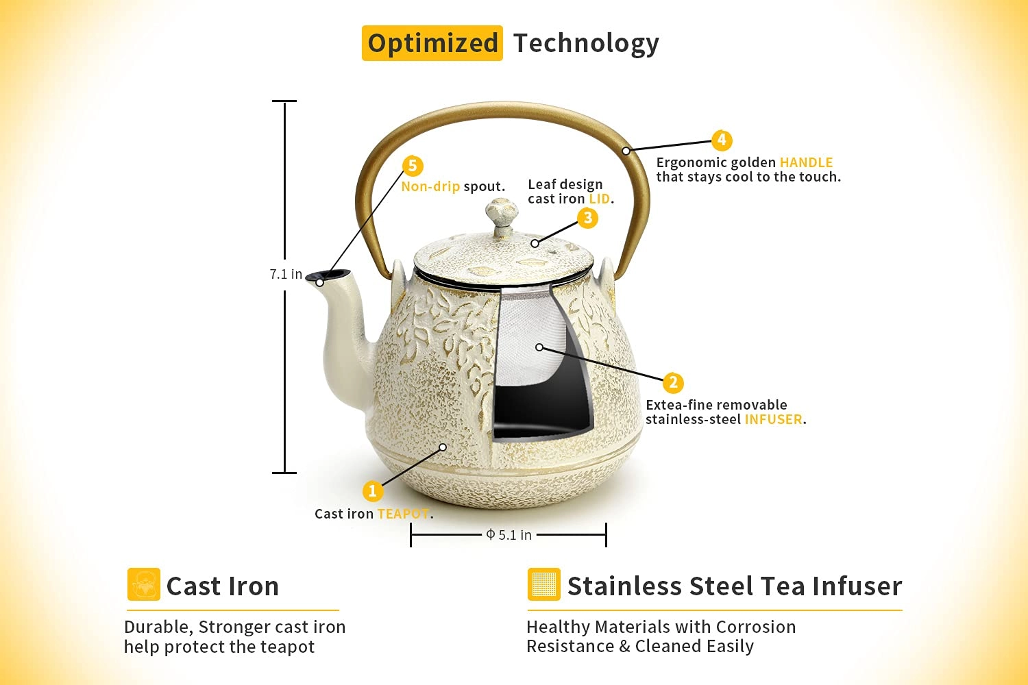 Japanese Cast Iron Tea Kettle - Cast Iron 950 ml