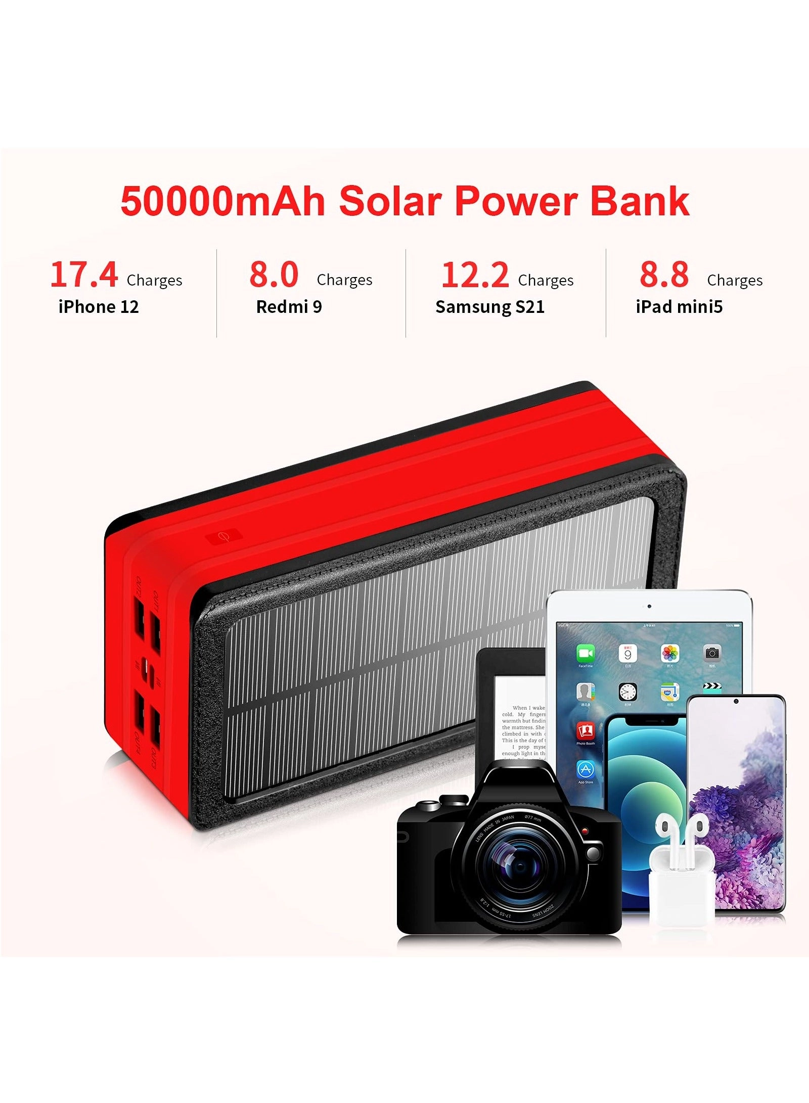 Solar Powerbank - 100000mAh 4 USB Qi
