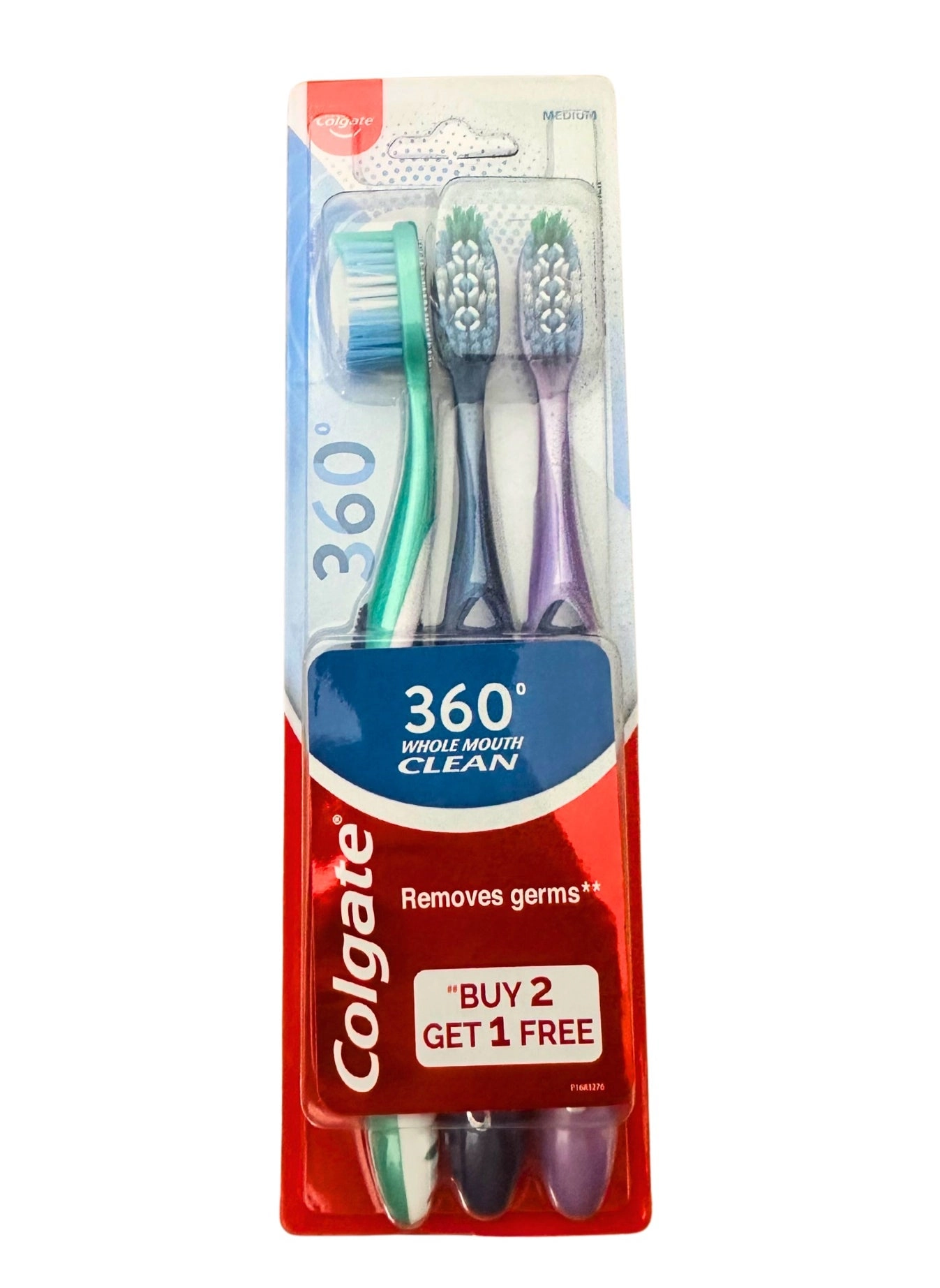 Colgate 360 Whole Mouth Clean Toothbrush - Medium 3-Piece Pack Multicolor