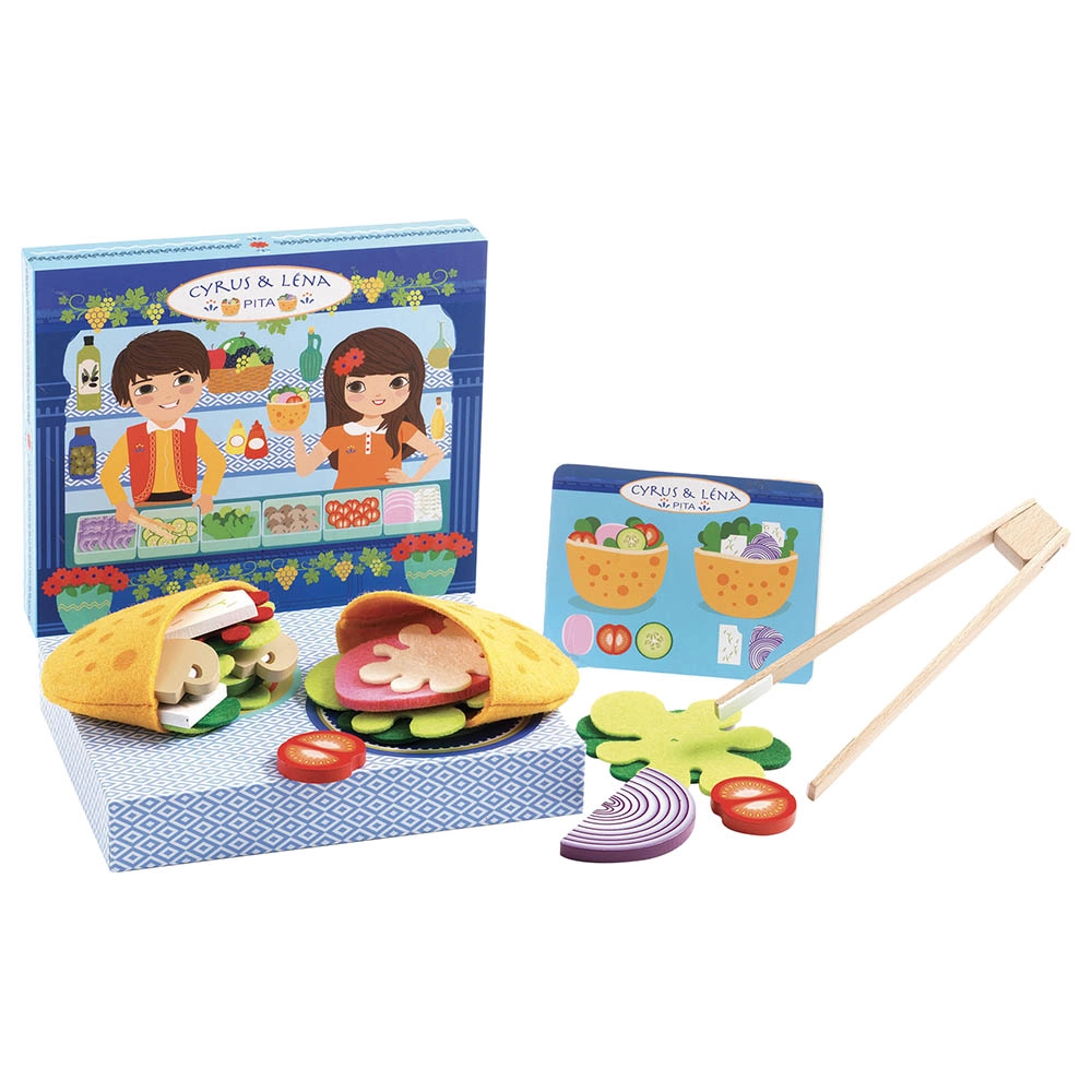 DJECO Cyrus & Lena - Make Pitas With A Menu - Wooden box (PTC-DJ05500)