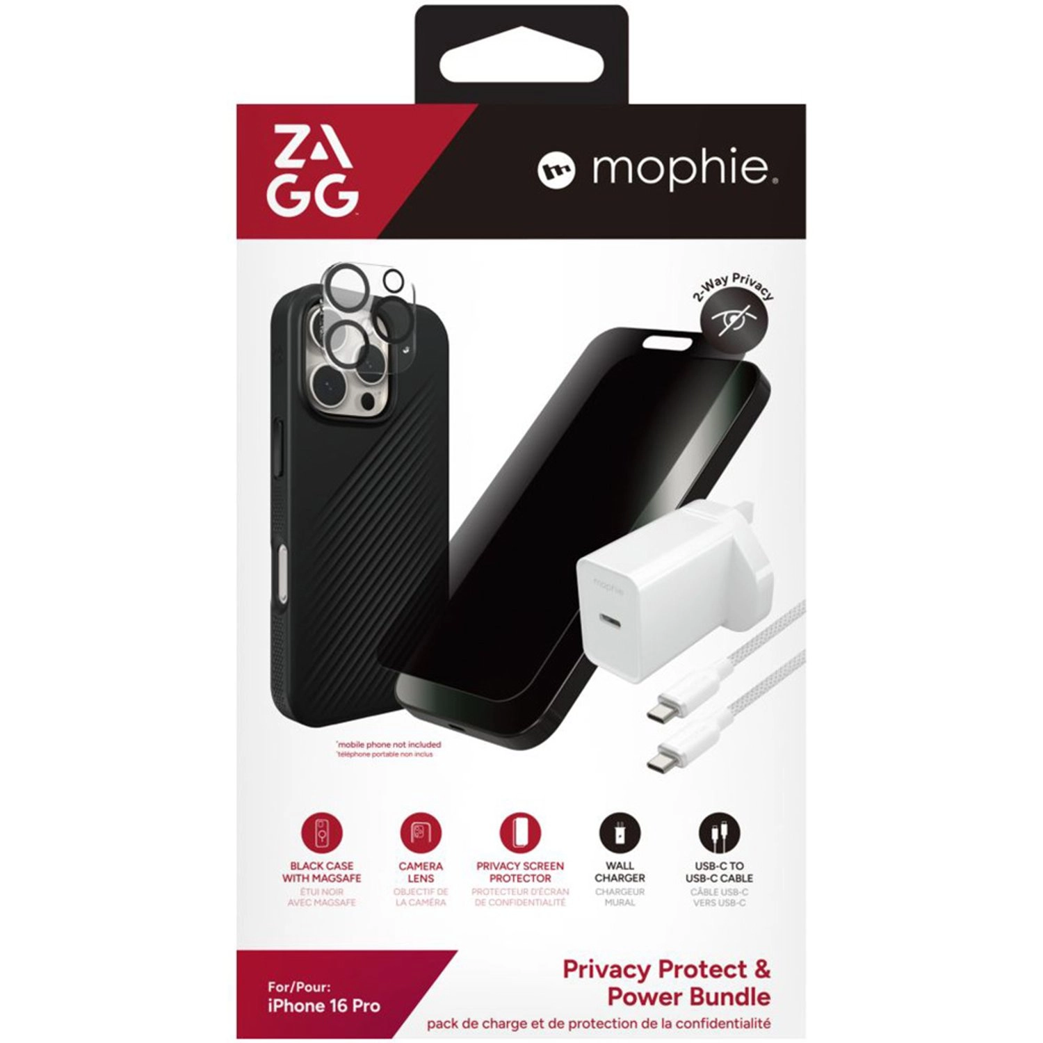 Privacy Glass & Plastic Screen Protector for iPhone 16 Pro