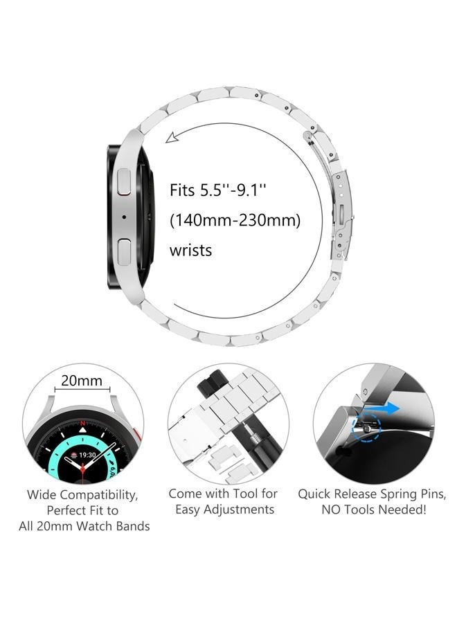 Stainless Steel Band - 20mm Silver Adjustable