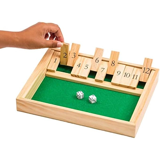 Shut The Box - 12 Spot Green Wood