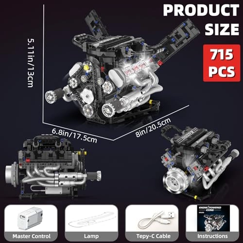 Electric Mini V8 Engine Kits Engineering - 8 - 14 years 675 pieces