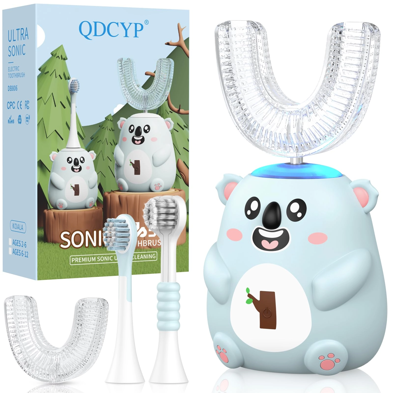 QDCYP U-Shaped Sonic Electric Toothbrush - 360° 6 Modes IPX7 Waterproof