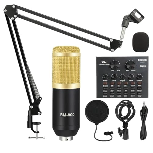 Z346 Professional Condenser Microphone Wired Microphone + V8 Live Sound Card
