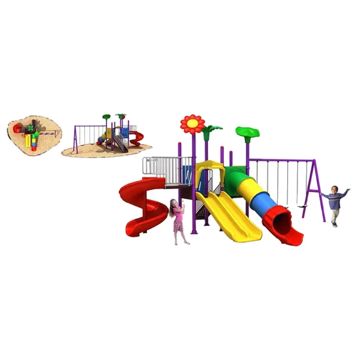 Kids Playground Climbers Swings N Slide - 3+ Multi Colour