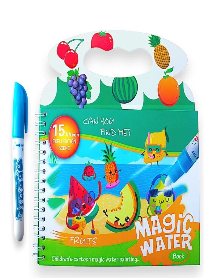 Water Magic Drawing Book - 15 Page Reusable Fruits Theme