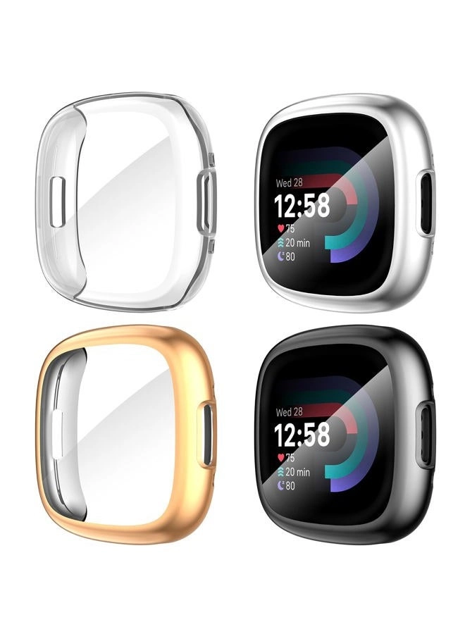 Suoman Fitbit Sense 2 /Versa 4 Screen Protector Case - 4-Pack TPU
