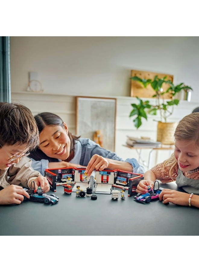 F1 Garage (60444) + Mercedes-AMG + Alpine Cars