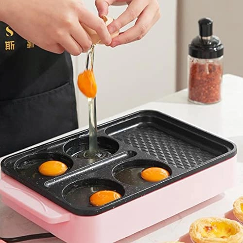 Electric Frying Pan - Pink 1000W Divided