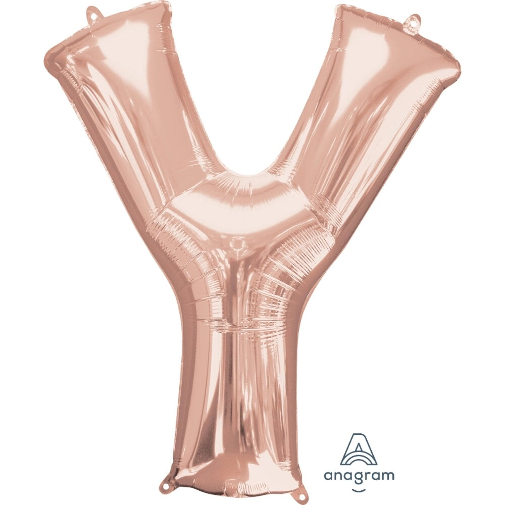 Anagram Letter Y Foil Balloon - 34-Inch Rose Gold