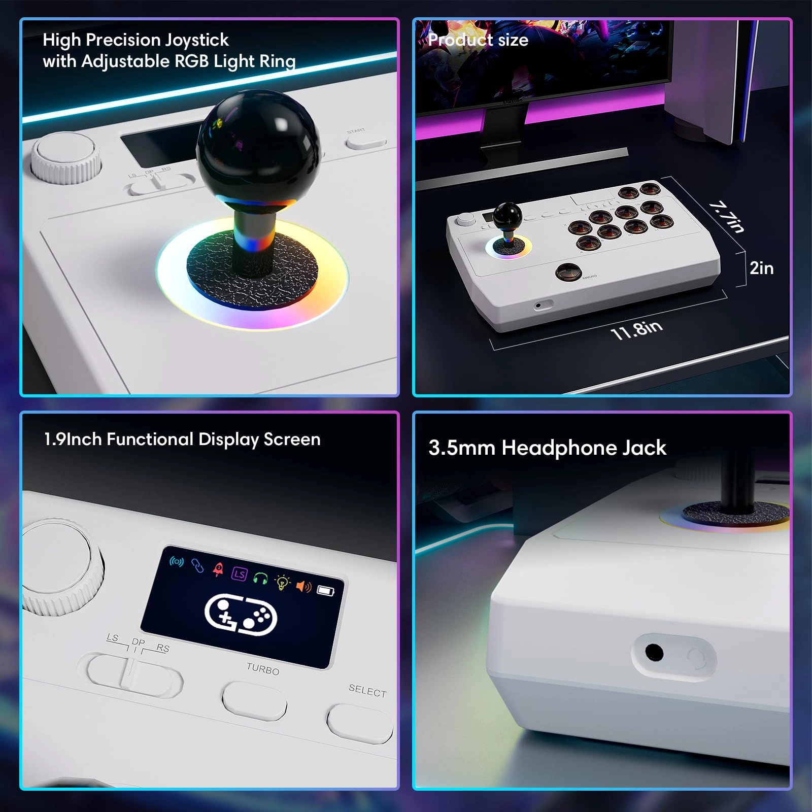 Arcade Stick - White Android, IOS, Nintendo Switch 1/2, PC, Playstation 3/4
