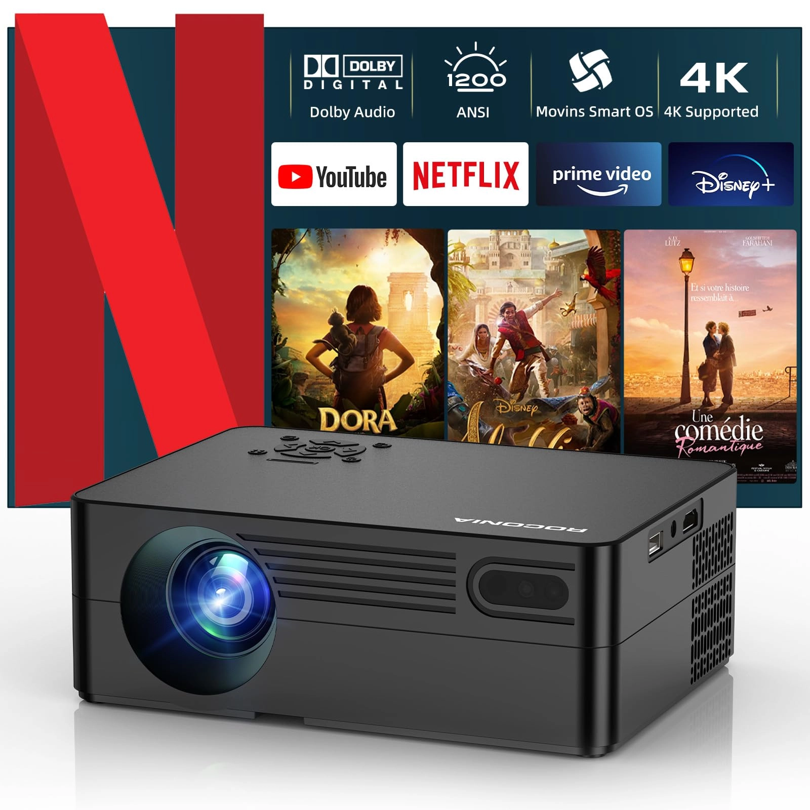 Roconia Smart Projector 1200ANSI 1920 x 1080
