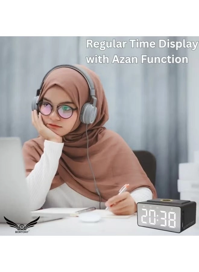 Digital Azan Clock Quran Speaker - 2000mAh Bluetooth App Control