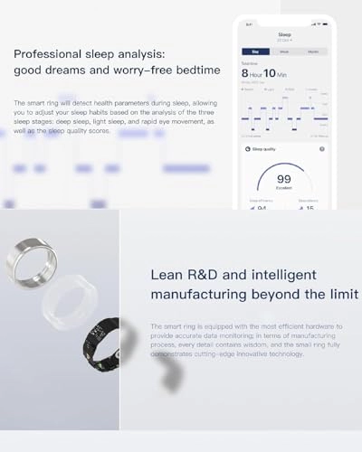 Smart Ring - Heart Rate Temperature Monitoring 7 Day Battery Life