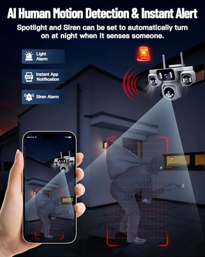 Quad lens security camera 8MP