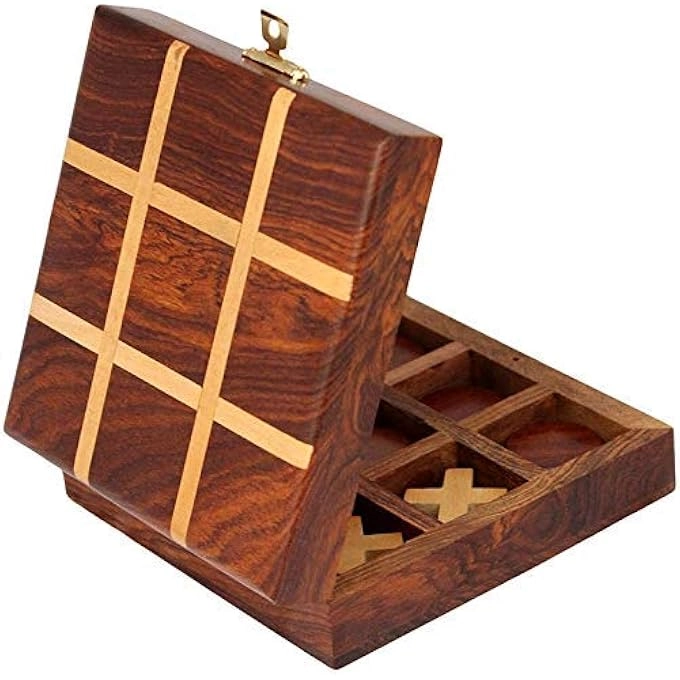 Tic Tac Toe - Wooden Pure Rosewood Brass
