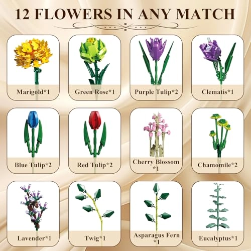 Flowers Bouquet Building Set - 16 stems