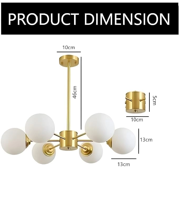 GOLD 41/6 - 6 Light Golden and Frosted Glass